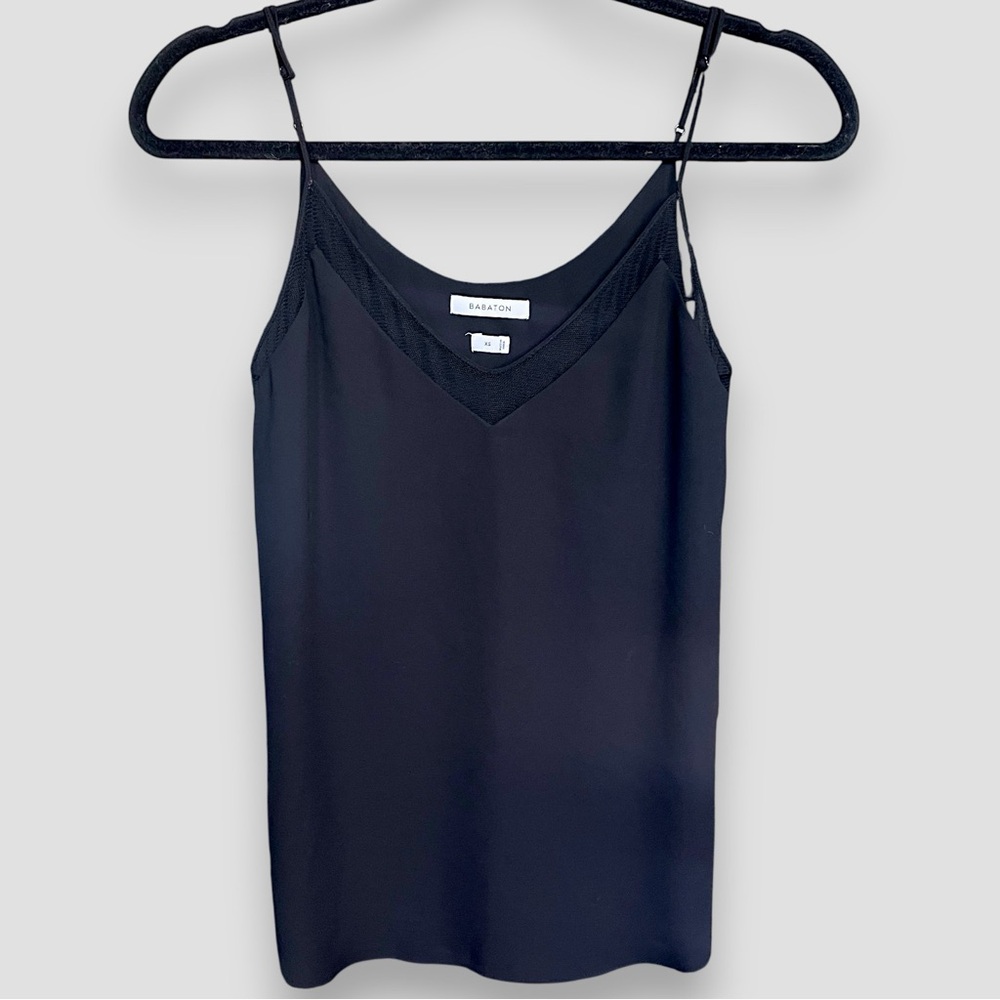 Babaton (Aritzia) Black V-Neck Cami Top | Adjustable Straps | XS | 64 cm